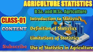 class1Introduction to statisticsDefinitionLimitationsUsesBSc and MSc Agriculture [upl. by Perrine567]