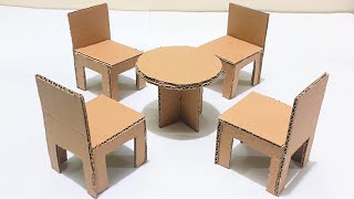 How to Make a Small Chair and Table with Cardboardcardboard chair and tablecardboardcrafts [upl. by Tudor]