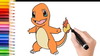 How to draw charmander pokemon cartoon [upl. by Adnilasor]