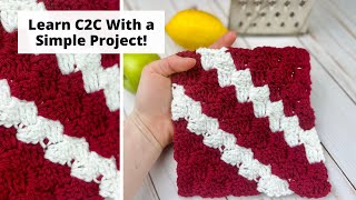 C2C Crochet Tutorial for Beginners  Learn C2C With a Diagonal Crochet Dishcloth Pattern [upl. by Coh]