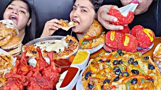 ASMREating Pizza🍕😍 Chicken Burger Shawarma Cheese bolls Speed Eating Mukbang [upl. by Kristo]