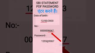 sbi bank statement pdf password kaise pata kare  how to open sbi statement pdf password [upl. by Malvia]