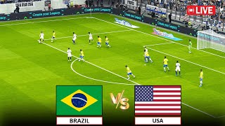 🔴Live  Brazil vs USA I Internationa Friendly Football Match 2024 I ePES 21 GAMEPLAY [upl. by Aihtenyc]