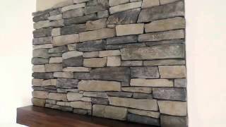 Rock Stone Fireplace Installing Veneer Stone [upl. by Doowle379]