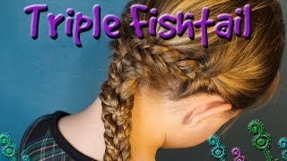 Triple Fishtail Braid Hair Tutorial [upl. by Yrelbmik222]