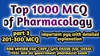 top1000mcqofpharmacologyrrbpharmacistexammhsrb pharmacist examjsscdsssbossschssczpesiccghs [upl. by Robinet143]