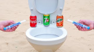 Reaction Cola 7up Mirinda and Mentos inside the Toilet [upl. by Aikenat459]