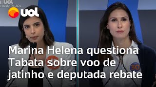 Debate Tabata Amaral é questionada sobre voo de jatinho particular e namorado e rebate ‘Delírio’ [upl. by Gibbie710]