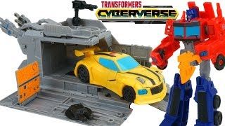 Transformers Cyberverse Optimus Prime Trailer Battle Station Warrior Class Megatron Bee Cartoon [upl. by Aseretairam]