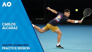 Carlos Alcaraz Practice Session  Australian Open 2024 [upl. by Tomchay]