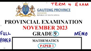 Mathematics Grade 9 November 2023 Paper 1 Memo Term 4 Exam mathszoneafricanmotives [upl. by Maurita]