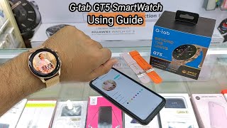 Gtab GT5 Smart Watch Unboxing  Features  Time Setting amp Connection Guide  Add Custom Wallpaper [upl. by Nosyla]