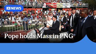 Pope Francis hosts thousands for Sunday mass in Papua New Guinea  ABC News [upl. by Leiru]