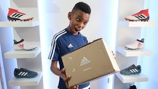 ADIDAS SENT ME A PACKAGE WITH NEW FOOTBALL BOOTS  CLEATS [upl. by Aicinad]