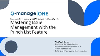 Live Webinar Mastering Issue Management with the Punch List Feature [upl. by Emawk]