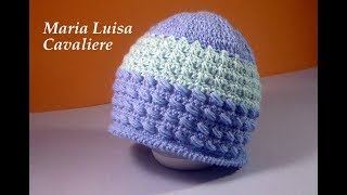 Cappello punto virgole e incroci doppi alluncinetto tutorial [upl. by Lail]