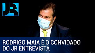 Presidente da Câmara Rodrigo Maia é o convidado do JR Entrevista desta quintafeira 25 [upl. by Adnalro385]