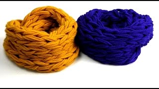 Handstricken super schnell und einfach  Schal Loop Doppelloop ohne Nadeln für den Winter [upl. by Mylander]