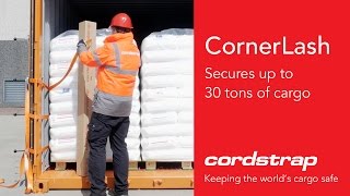 Secure up to 30 tons containerized goods using Cordstrap CornerLash [upl. by Hsirahc]