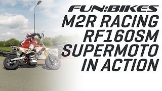 In Action M2R Racing RF160SM 160cc 82cm CRF110 Supermoto Pit Bike [upl. by Holt689]