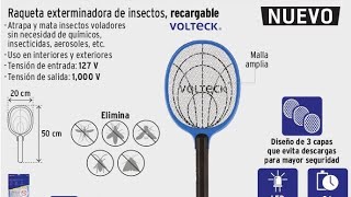 RAQUETA EXTERMINADORA DE MOSQUITOS VOLTECK 49149 [upl. by Ynnod]