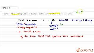 Define lattice enthalpy How is it related to the stability of an ionic compound  CLASS 11  C [upl. by Leontine315]