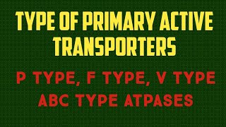 Type of ATPase  Type of ATP transporters ABC Type PType FType VType Transporters [upl. by Gustavus]