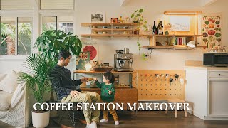 Home Cafe Complete Makeover｜MidCentury Modern Coffee Bar｜KidFriendly [upl. by Imogen92]