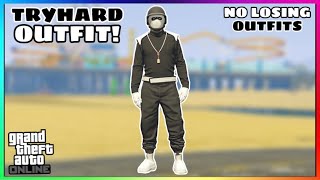 Easy Black Joggers White Racing Belt Tryhard Modded Outfit No Transfer GTA Online [upl. by Netsrik]