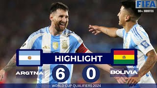 Argentina vs Bolivia 60 Highlights  World Cup Qualifiers 2024  Messi HatTrick Magic [upl. by Eolcin29]