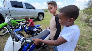 8 YEAR OLD TEACHES HIS FRIEND HOW TO START HIS YAMAHA PW50 amp TTR110 DIRTBIKES VLOG😎 [upl. by Nirag876]