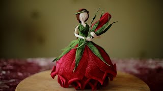 Flower Fairy doll from crepe pape DIY Master Class [upl. by Sly]