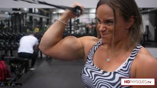 Melinda Lindmark 18 inch biceps workout [upl. by Nagirrek]