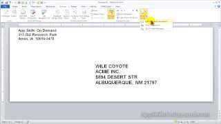 MS Word Lesson 6  use Mail Merge to print addressed envelopes from your customer list [upl. by Ahsilahs]