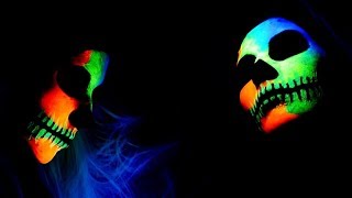 GLOW IN THE DARK HALLOWEEN MASK 2018  Easy Black Light Glowing Scull Makeup Tutorial  Dove Sorys [upl. by Patin]