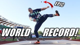 THE GREATEST WORLD RECORD OF 2021 Ryan Crouser SHATTERS Shot Put World Record By Historic Margin [upl. by Assirok]