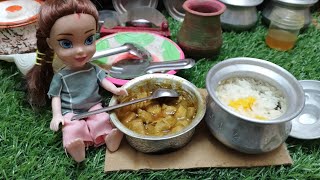 Miniature cooking pulao recipe Barbie doll cooking chicken pulao recipebarbietinyfood [upl. by Alica789]