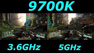 i7 9700k Default  36GHZ  vs OC  50GHz   Crysis 3  Cinebench [upl. by Alakam]