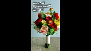 Wrap Silk Flower Bouquet with Ribbons The Clean amp Modern Way Without Glue amp Pins [upl. by Odlamur]