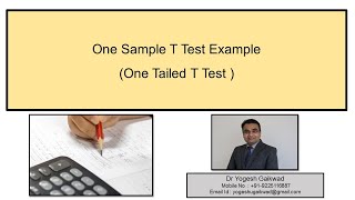 One Sample T Test Example for One Tailed T Test [upl. by Crescin]