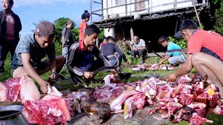 rojan takes pork from the village  Village local pork  Life in rural Nepal Ritarojan [upl. by Ostraw]