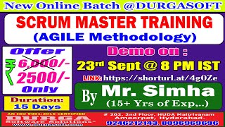 SCRUM MASTER TRAINING Online Training  DURGASOFT [upl. by Idur]