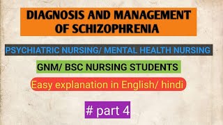 Diagnosis and management of schizophrenia psychiatric nursing  mental health nursing [upl. by Longmire]