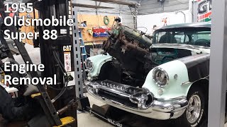 1955 Oldsmobile Engine Removal [upl. by Attiuqihc]