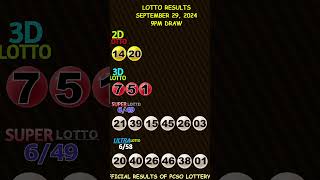 Lotto Result Today 900 pm draw September 29 2024 shorts [upl. by Relyk108]