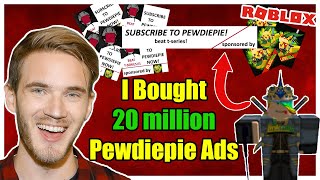 I BUY PewDiePie 20 MILLION ROBLOX ADVERTISEMENTS BEATING TSeries  Linkmon99 ROBLOX [upl. by Harhay]