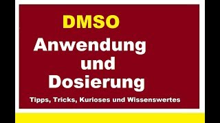 Wundermittel DMSO Anwendung und Dosierung bei Wunden Wundheilung oder Schmerzen aller Art [upl. by Anees]