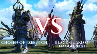 WARHAMMER III Total War  Chosen of Tzeentch VS Black Guard of Naggarond [upl. by Suivatna766]