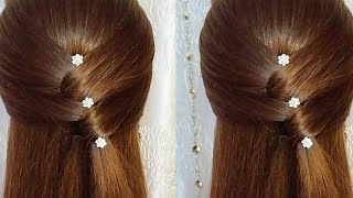 beautiful hairstyle for party  cute hairstyle for lehenga  hairstyle for girls everyday college [upl. by Edva]