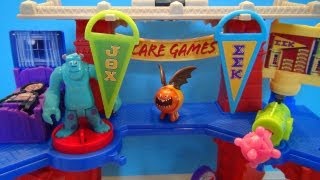 IMAGINEXT SCARE GAMES PLAYSET MONSTERS UNIVERSITY FISHERPRICE TOY REVIEW [upl. by Zicarelli]